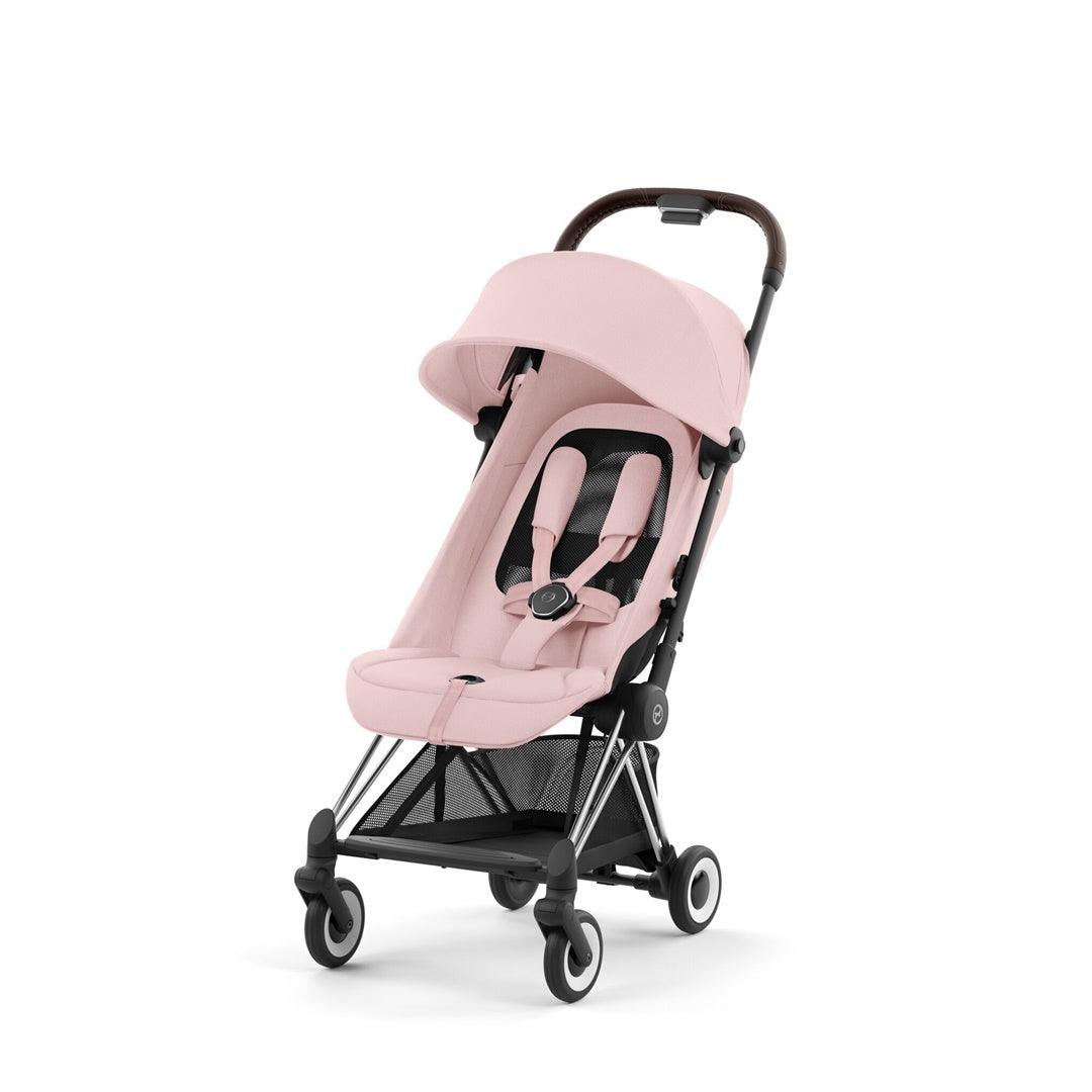 Cybex COYA Compact Stroller - Chrome / Dark Brown / Peach Pink