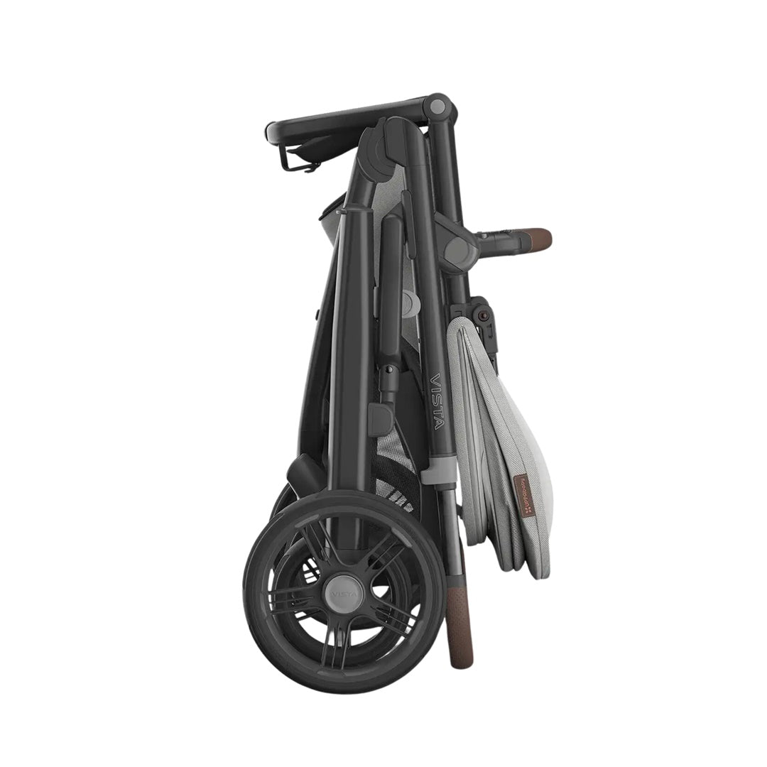 Uppababy Vista V3 Stroller - Savannah Pearl Gray Jacquard/Carbon Frame/Chestnut Leather