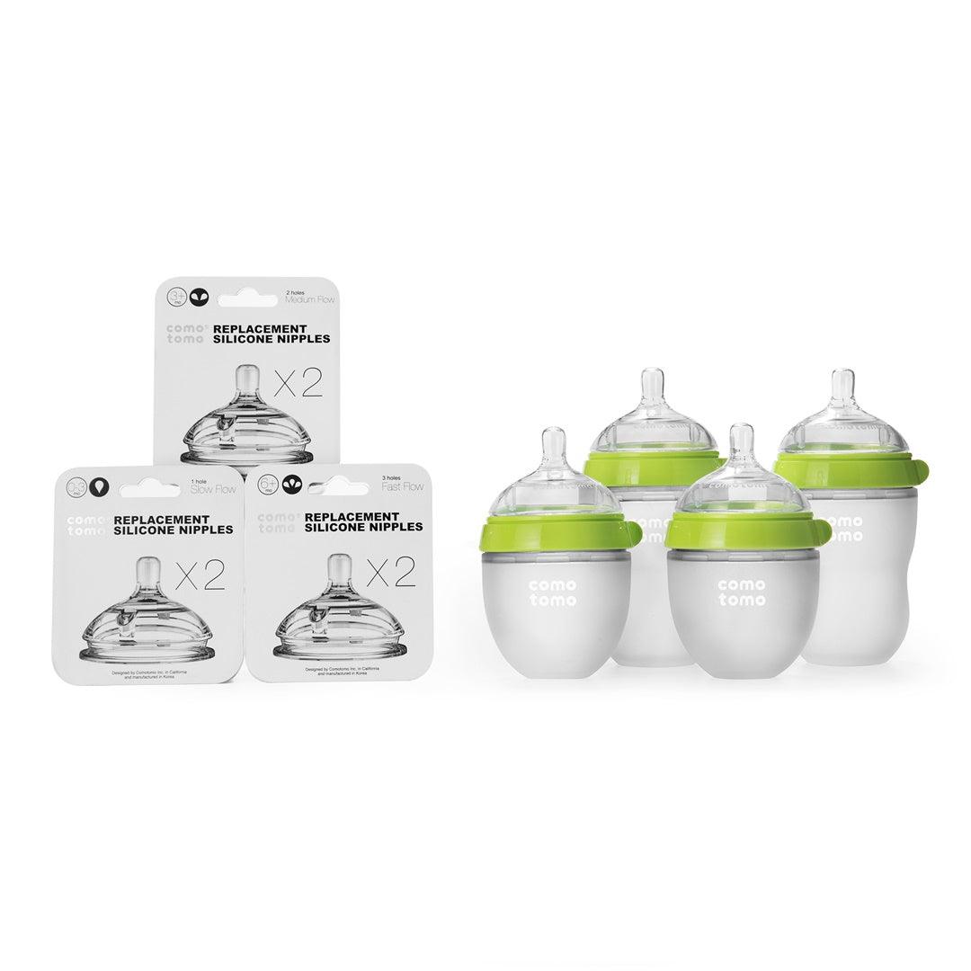 Comotomo Baby Bottle Bundle Green